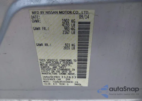 2015 Nissan Leaf S/Sv/Sl from USA, damaged, VIN 1N4AZ0CP8FC312633